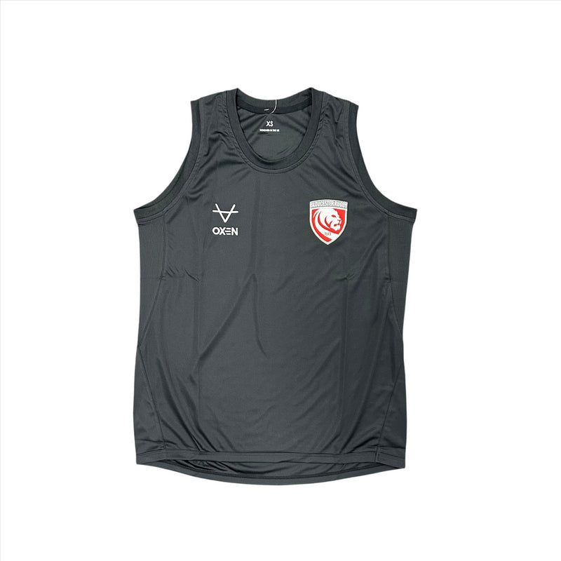 Gloucester Rugby Men's Singlet Oxen Black Training Vest Top