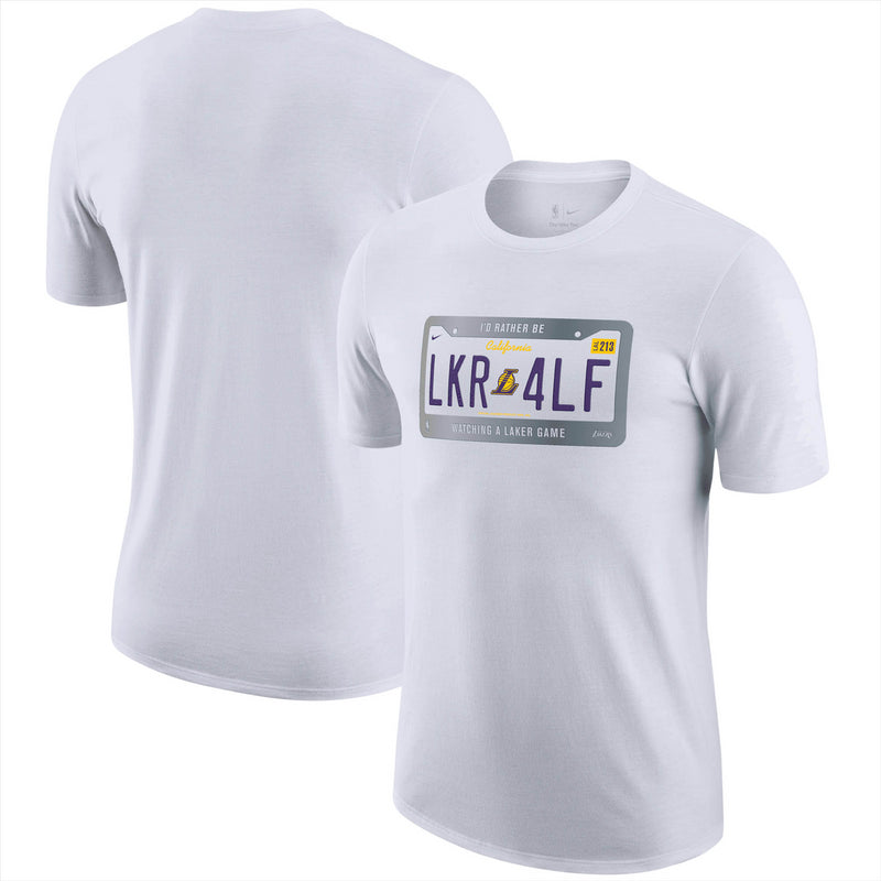 Los Angeles Lakers T-Shirt Nike NBA White License Plate Top