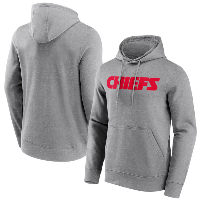 Kansas City Chiefs Hoodie Men's NFL Neutral Grey Wordmark Top