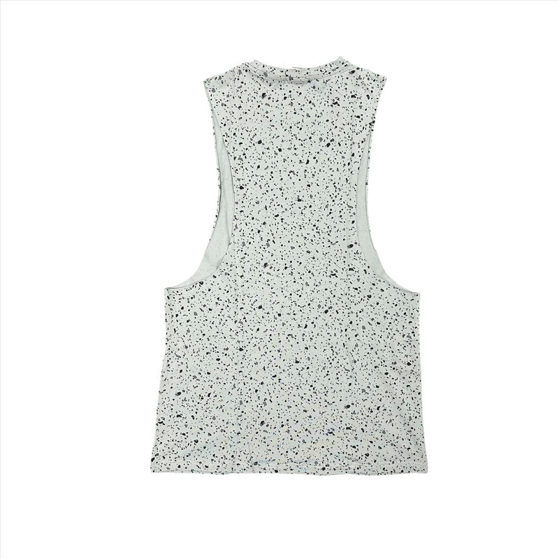 Gymshark Men's Tank Top Light Grey Micro Print Drop Arm Vest
