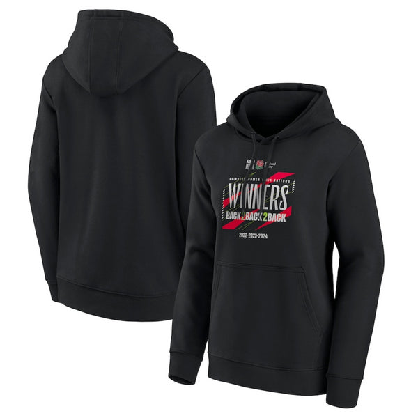 England Women's Black Hoodie Rugby 6 Nation Winners Hoodie
