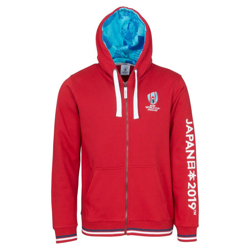 England Rugby Men's Hoodie World Cup Red Zip Through Hoodie
