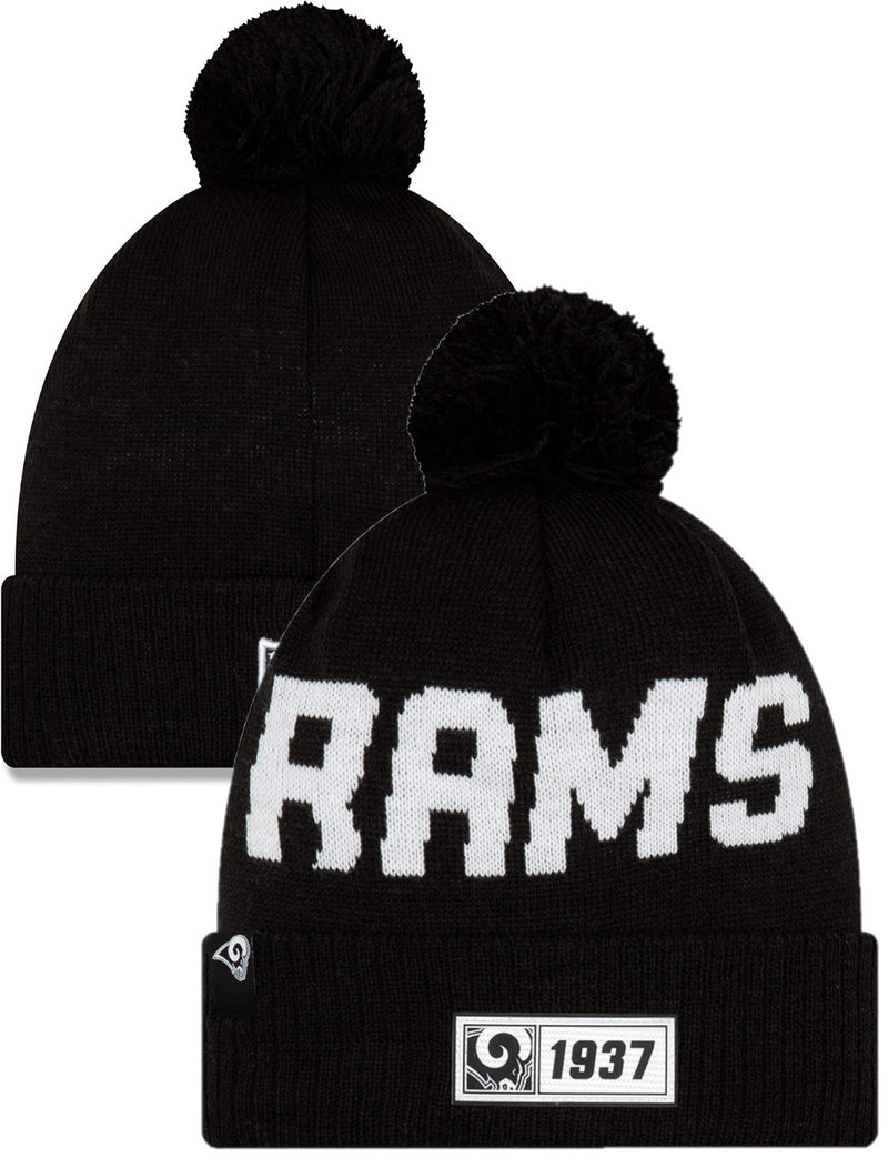 Los Angeles Rams Beanie Adult New Era Sideline Road Black Hat