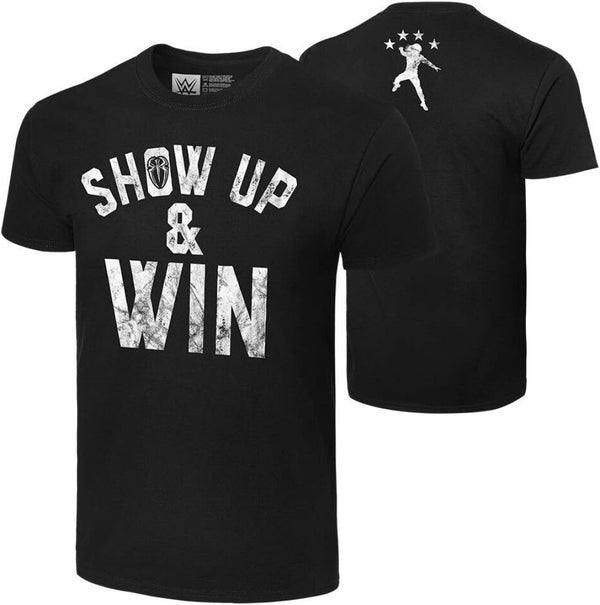 WWE Men's Graphic T-Shirt Roman Reigns Show Up & Win Top