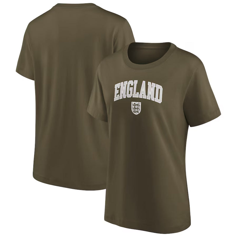 England Football Women's T-Shirt Schoolyard Retro Khaki Top