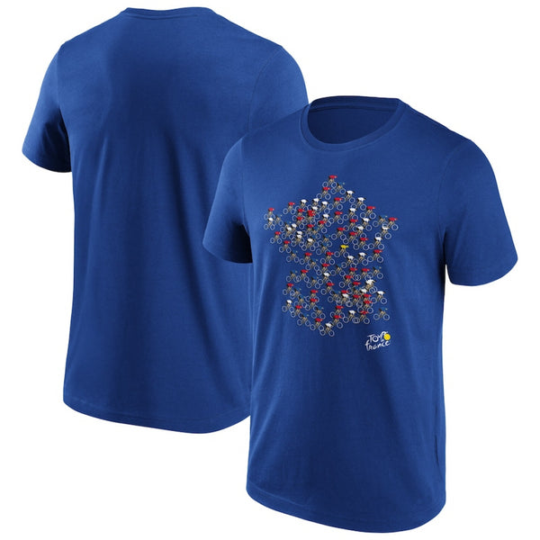 Tour De France T-Shirt Men's Cycling Graphic Blue Top