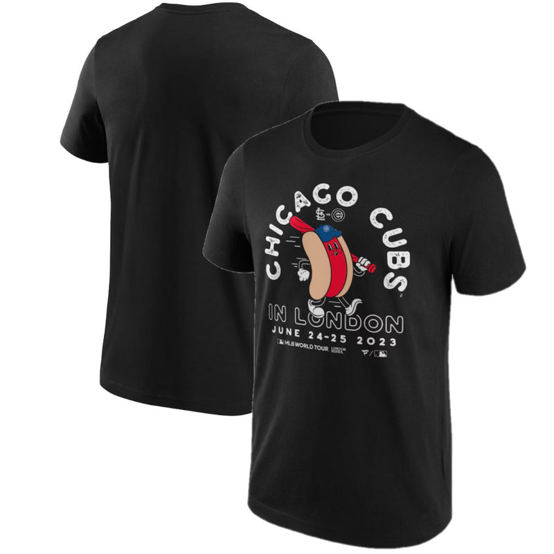Chicago Cubs Men's T-Shirt MLB Black Iconic City Dog Graphic Top