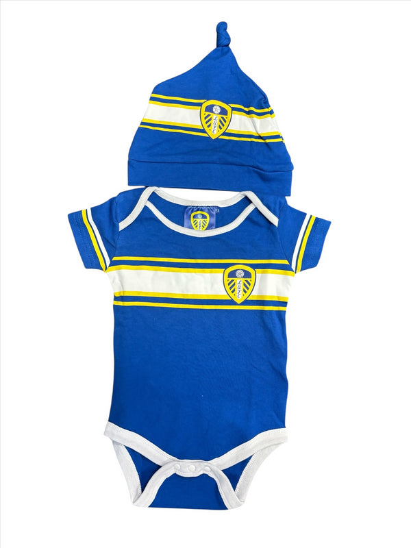 Leeds United Baby BodySuit Football Blue BodySuit And Hat