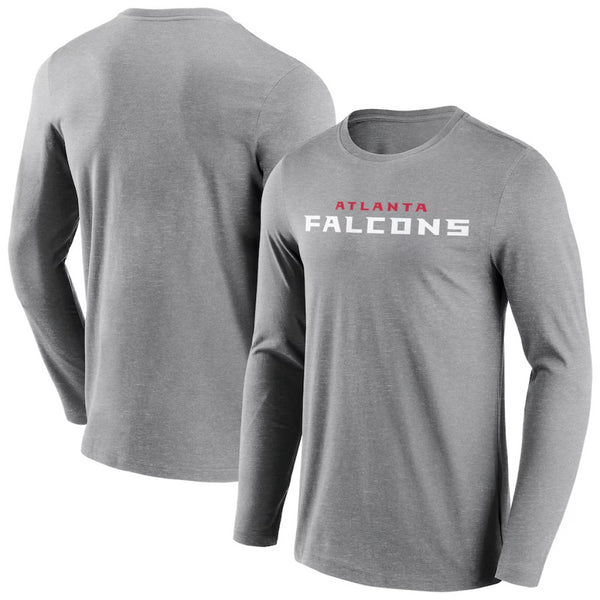 Atlanta Falcons Men's T-Shirt NFL Grey Wordmark Logo LS Top