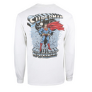 Superman Men's White T-Shirt Lightning Man Of Steel LS Top