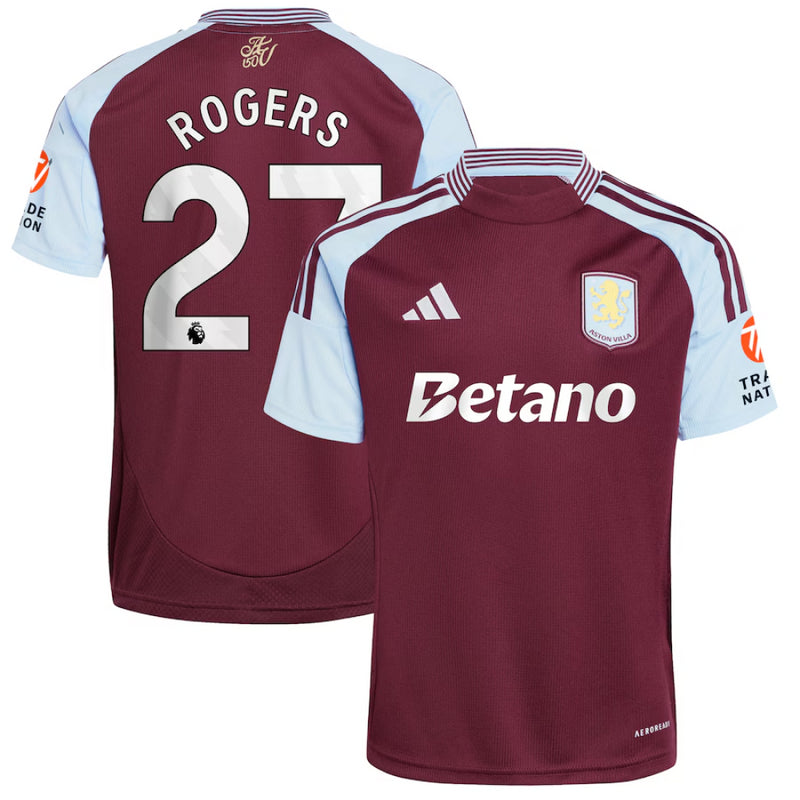 Aston Villa Football Shirt Men's adidas Home Top - Rogers