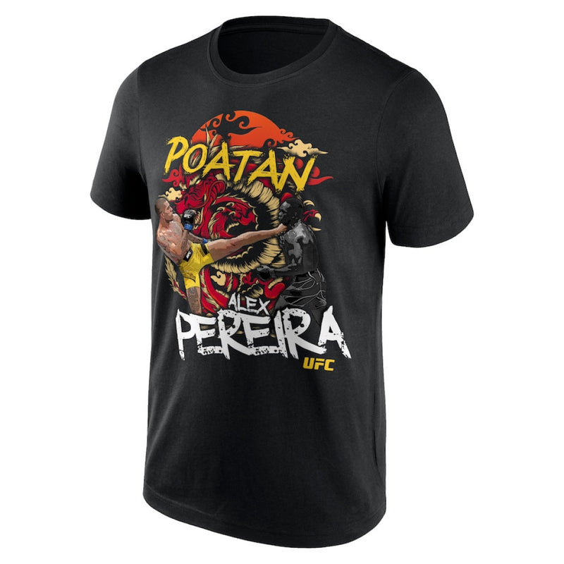 UFC Alex Pereira T-Shirt Men's Illustration Poatan Black Top