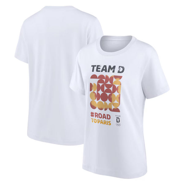 Team D Women's T-Shirt Olympics White Road To Paris Line Top