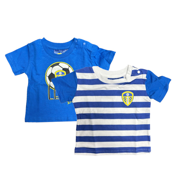 Leeds United Baby T-Shirt Football Blue/White 2Pk Top