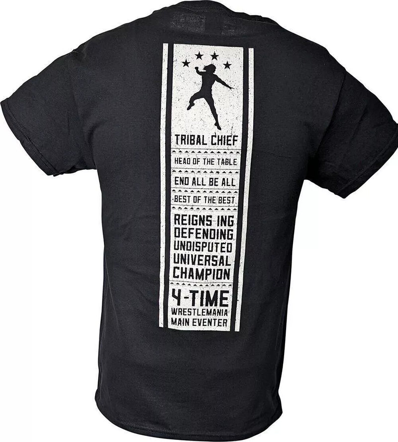 WWE Men's Black T-Shirt Reigns Acknowledge Graphic Top