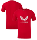 Saracens Men's Rugby T-Shirt Castore Training Red Logo Top