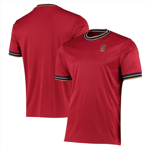 England Rugby Men's T-Shirt Red Short Sleeve Ringer Top
