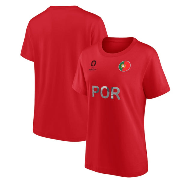 Portugal UEFA Women's T-Shirt Euro 2024 Nation Flag Top