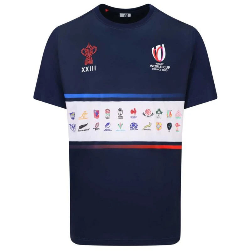 Rugby World Cup 2023 T-Shirt Men's 20 Unions Stripe Top