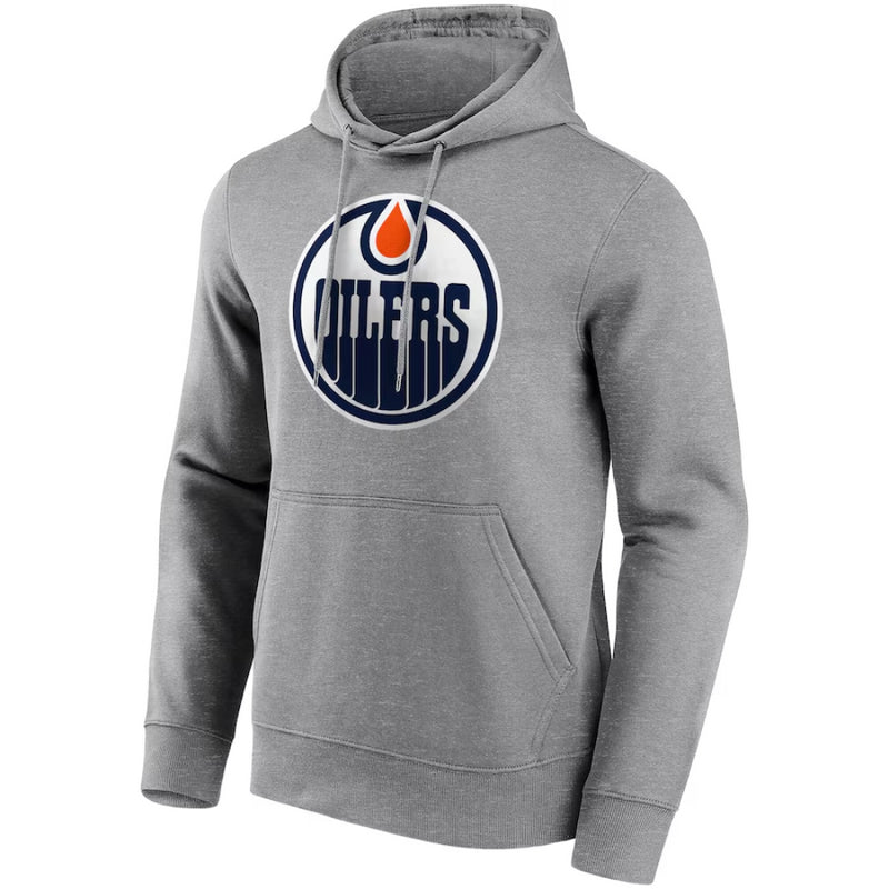 Edmonton Oilers Men's Hoodie NHL Grey Logo Graphic Hoodie