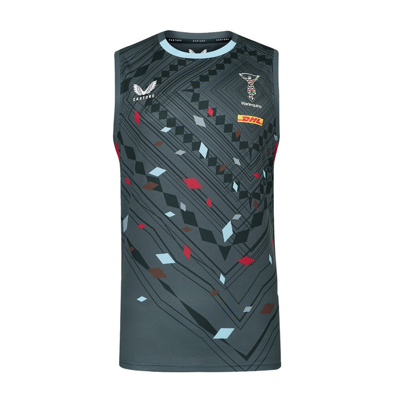 Harlequins Rugby Men's Vest Castore Training Grey Tank Top