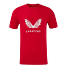 Saracens Men's Rugby T-Shirt Castore Training Red Logo Top