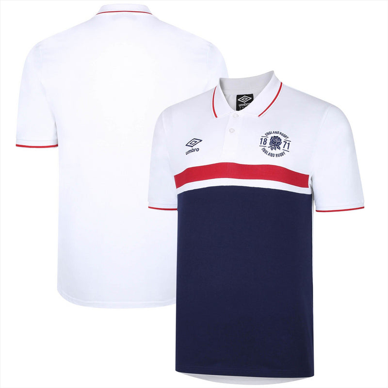 England Rugby Men's Polo Umbro Colour Block Polo Shirt