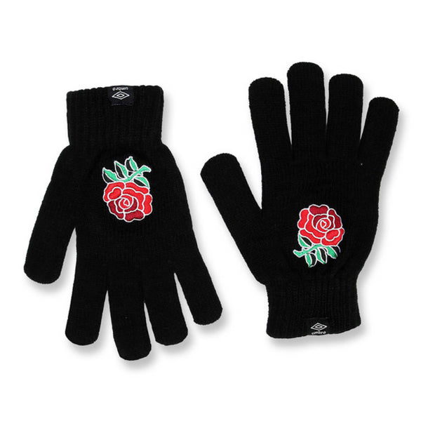 England Men's Core Gloves Rugby Acrylic Black Umbro Gloves