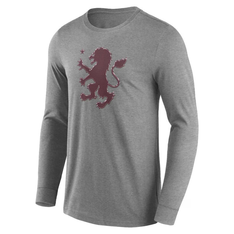 Aston Villa Football T-Shirt Men's Chromatic LS Sports Grey Top