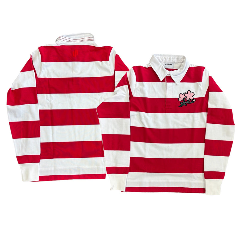 Japan White/Red Rugby LS Shirt Men's Samurai Heritage Jersey