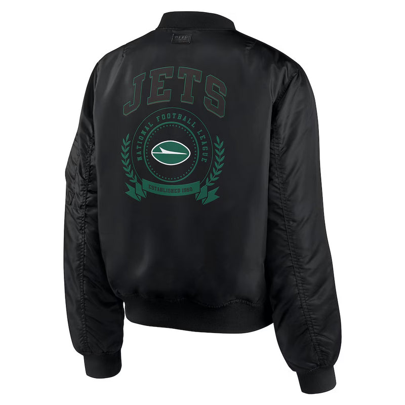 New York Jets Jacket NFL Women's Black Bomber Jacket