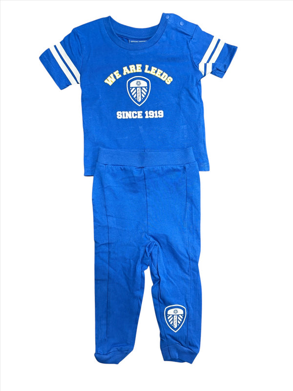Leeds United Baby Jogger And Tee Football Blue Set