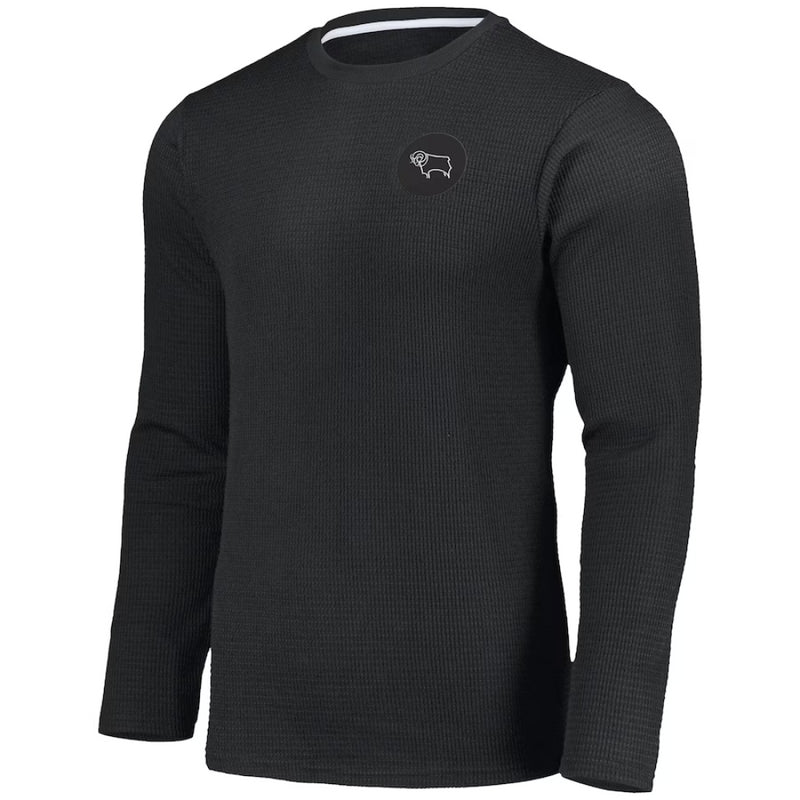 Derby County Football Pyjamas Men's Black Waffle Long Pyjamas