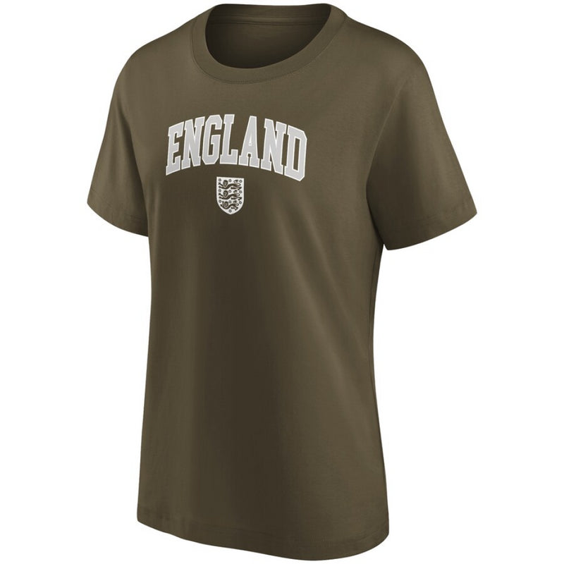 England Football Women's T-Shirt Schoolyard Retro Khaki Top