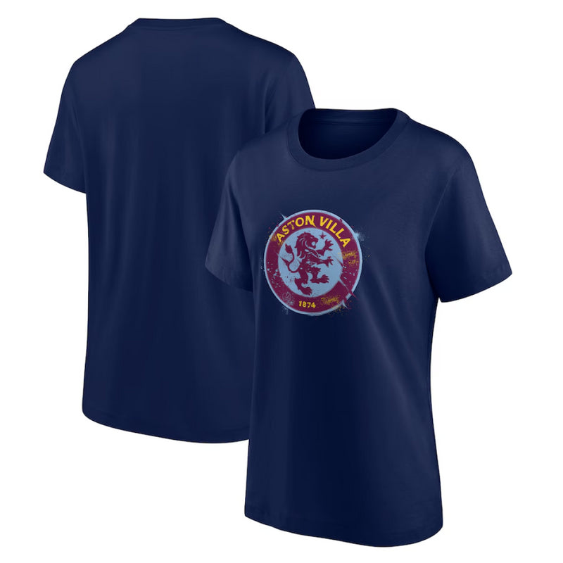 Aston Villa Football T-Shirt Women's Splatter Logo Top