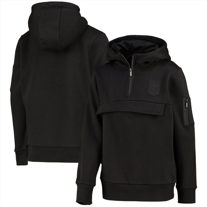 Aston Villa Kid's Hoodie Football Black 1/4 Zip Tonal Hoodie