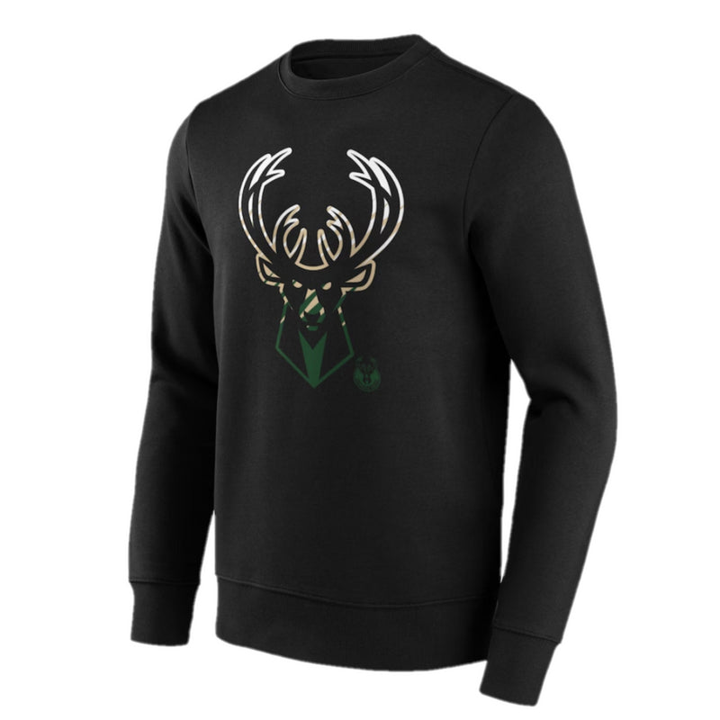 Milwaukee Bucks Men's Sweatshirt NBA Black Fade Graphic Top