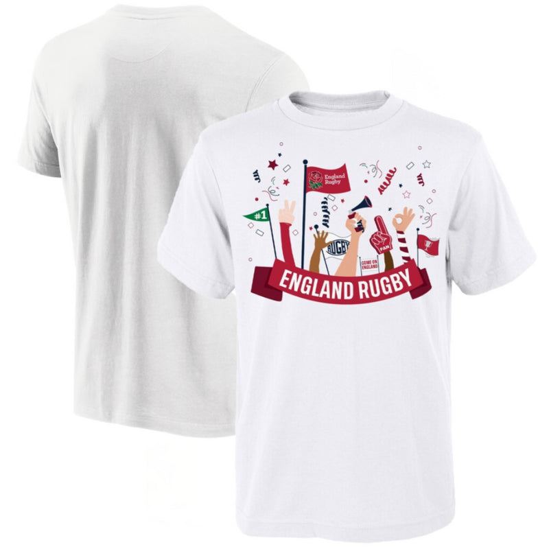 England Rugby Men's T-Shirt White Fans Graphic Top