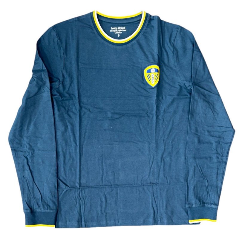 Leeds United Lounge T-Shirt Men's Football Stripe Top
