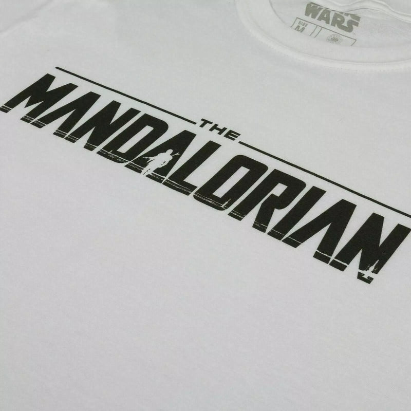 The Mandalorian Men's T-Shirt Star Wars White Logo Top