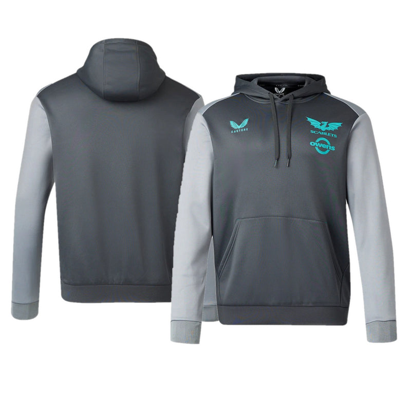 Scarlets Rugby Men's Hoodie Castore Grey Training Hoodie