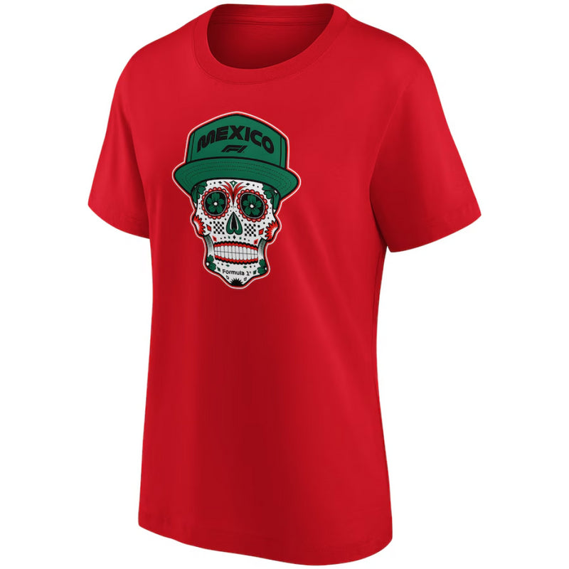 Formula 1 Women's T-Shirt F1 Mexico Skull Graphic Top