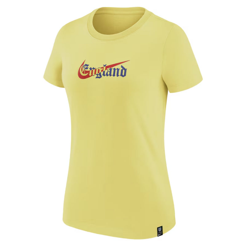 England Women's Football T-Shirt Nike Yellow Swoosh T-Shirt
