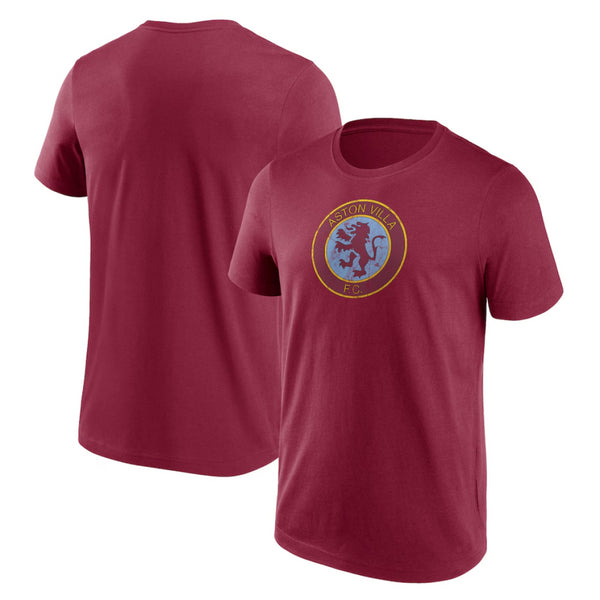 Aston Villa Football T-Shirt Men's Distressed Retro Logo Top