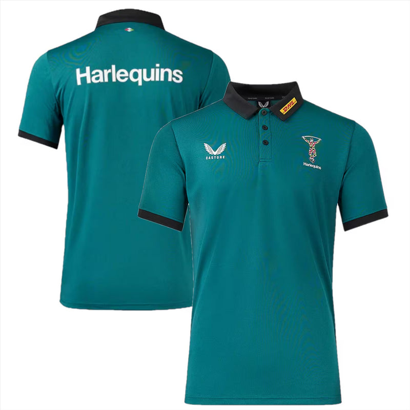 Harlequins Rugby Polo Shirt Men's Castore S/S Travel Top