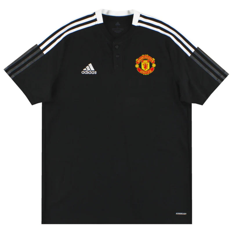 Manchester United Men's Polo adidas Black & White Polo Shirt