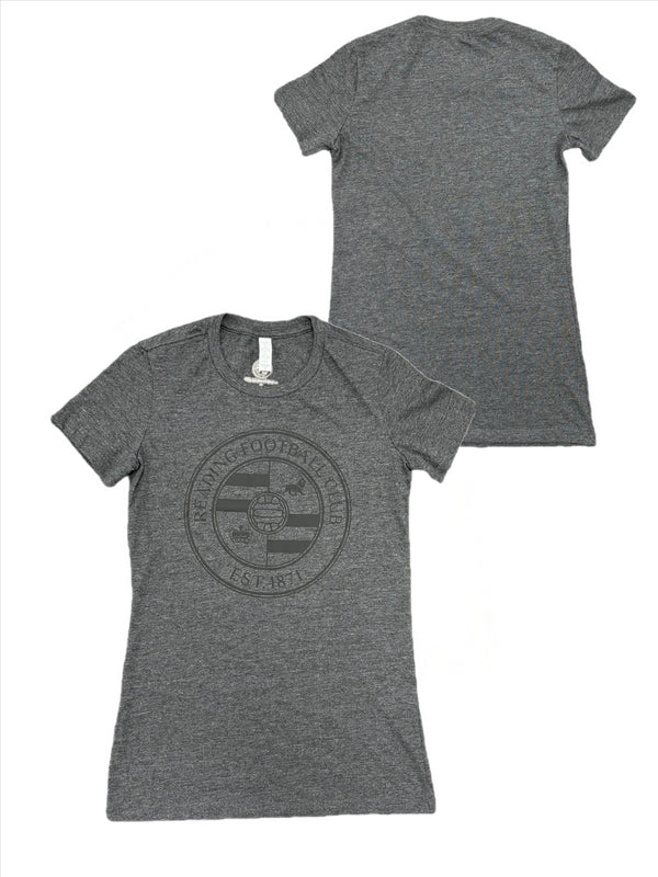 Reading Women's Football T-Shirt Mono Logo Graphic Grey Top