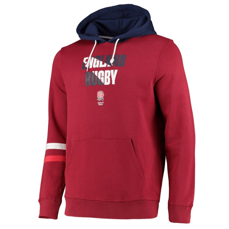 England Rugby Men's Hoodie Claret Cut & Sew Contrast Hoodie