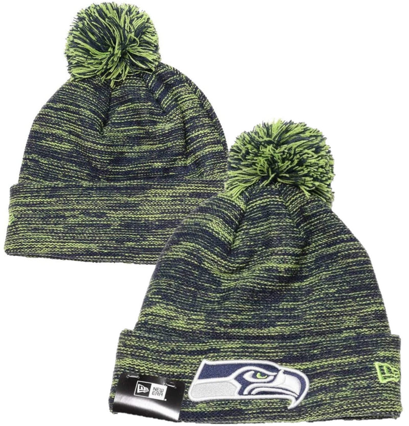 Seattle Seahawks Adult Beanie New Era Green/Blue Bobble Hat