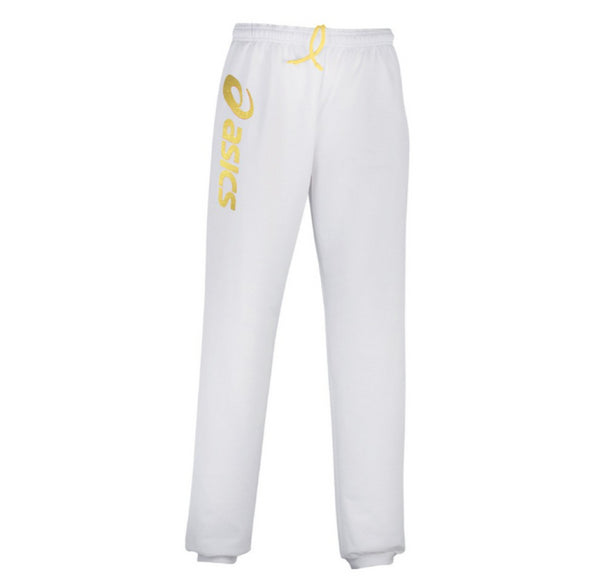 Asics Kid's Training Pants White & Gold Sigma Trousers Joggers